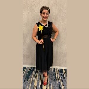 Zara Knit Women’s M Dress Black Sheer Cross Front Semiformal